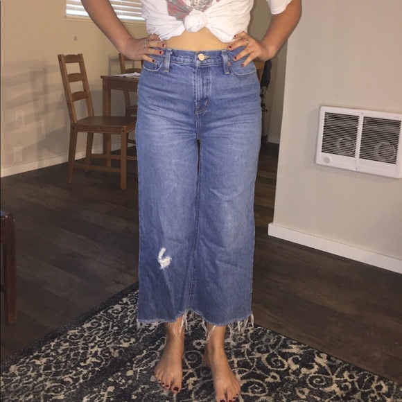 cut off wide leg jeans